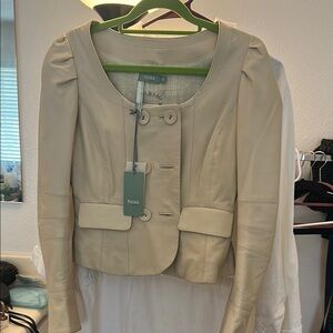 Cream Leather Jacket